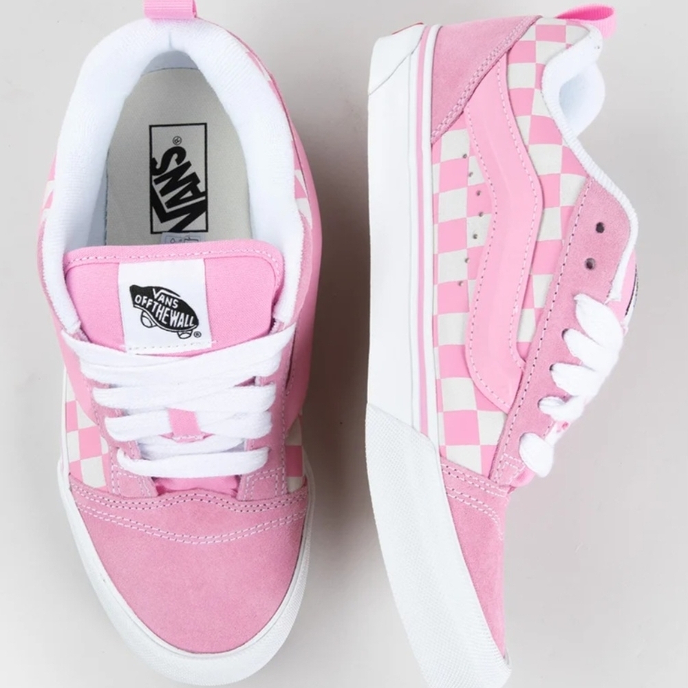 Vans Pink Knu Skool Prism Pink Checkered Womens Sneakers Size 6.5 Juniors Travel - Picture 5 of 16